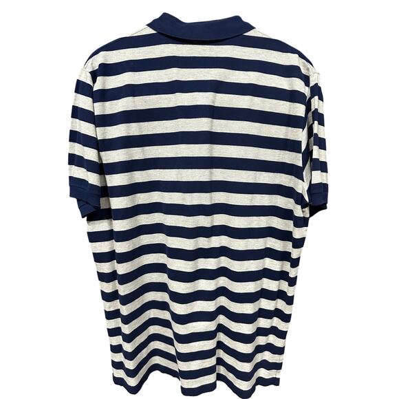 Polo Ralph Lauren Mens Polo Shirt Short Sleeve Blue Gray Stripe L Preppy Classic - Picture 2 of 7